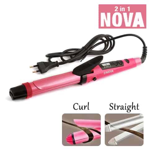 Nova 2 in 1 Hair Beauty Set with Hair Curler and Hair Straightener -  NHC1818SC - Supersavings